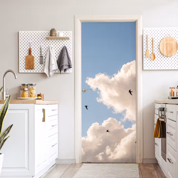 Deursticker - Vogel - Vlucht - Wolken - Natuur - Blauw — 7