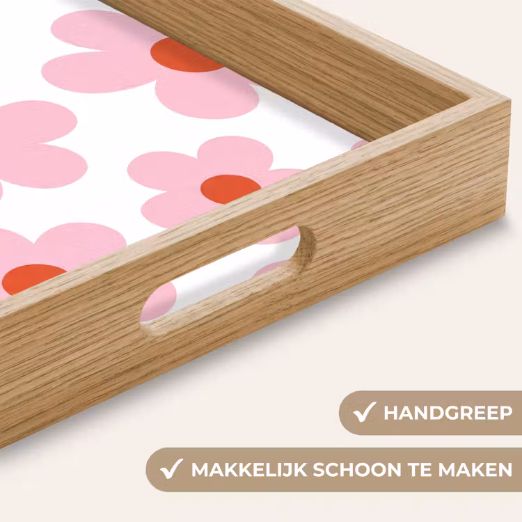 Dienblad - Bloemen - Patroon - Modern - Roze - Wit — 5