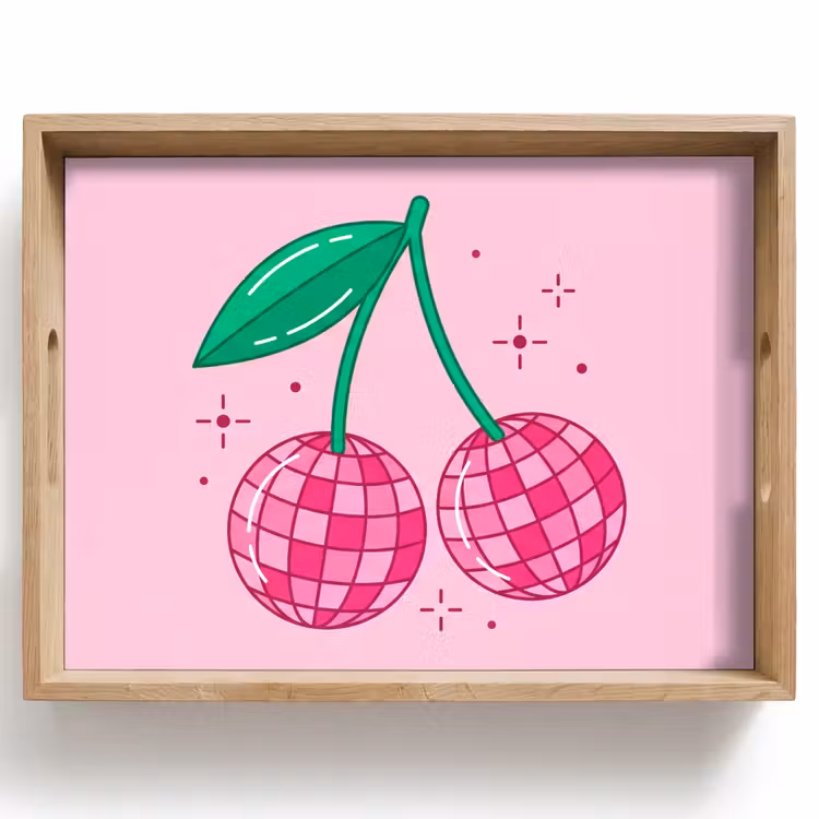Dienblad - Decoratie - Disco-bal - Feest - Roze — 1