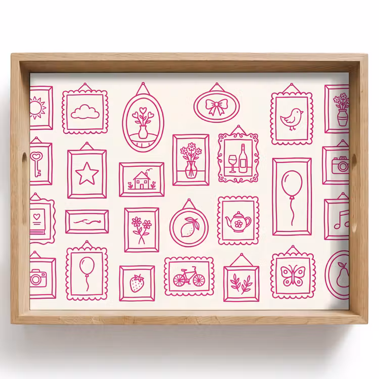 Dienblad - Illustratie - Collectie - Kunst - Minimalistisch - Roze — 1