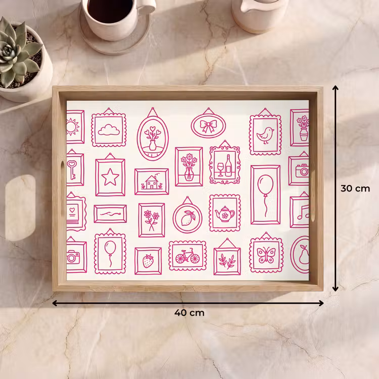 Dienblad - Illustratie - Collectie - Kunst - Minimalistisch - Roze — 9