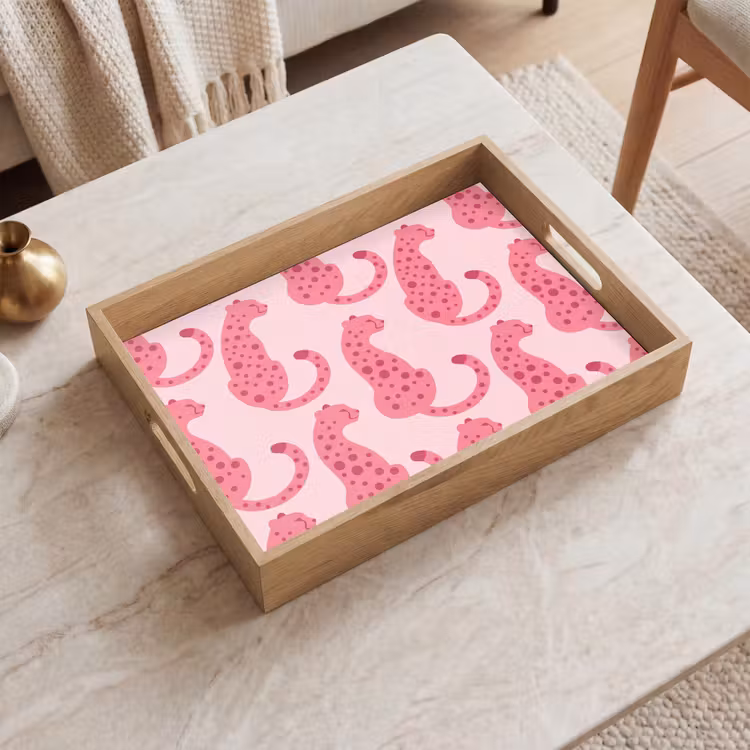 Dienblad - Kat - Gevlekt - Dieren - Patroon - Roze — 2
