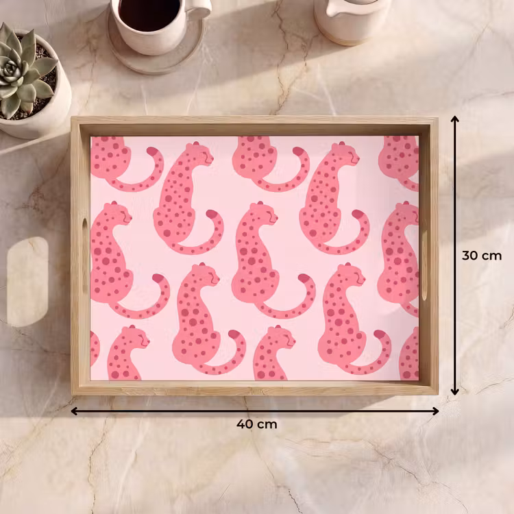 Dienblad - Kat - Gevlekt - Dieren - Patroon - Roze — 9
