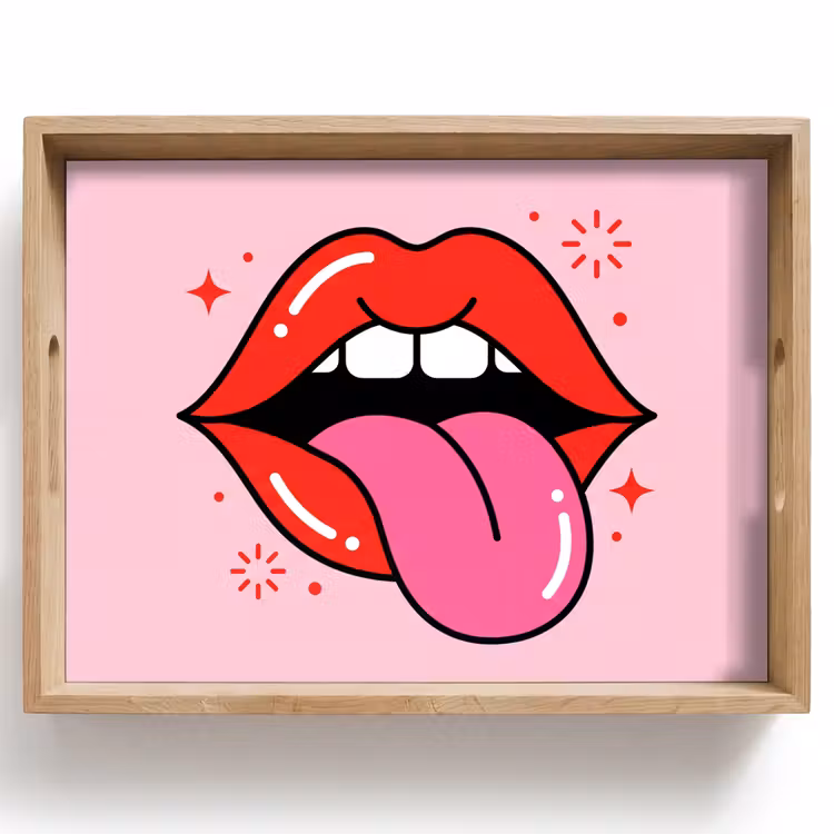 Dienblad - Lippen - Tong - Pop-art - Kleurrijk - Roze — 1