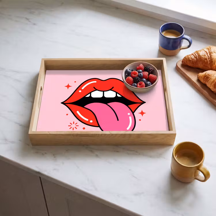 Dienblad - Lippen - Tong - Pop-art - Kleurrijk - Roze — 4