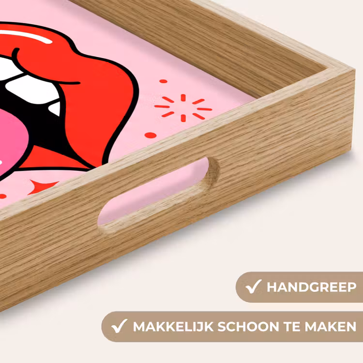 Dienblad - Lippen - Tong - Pop-art - Kleurrijk - Roze — 5
