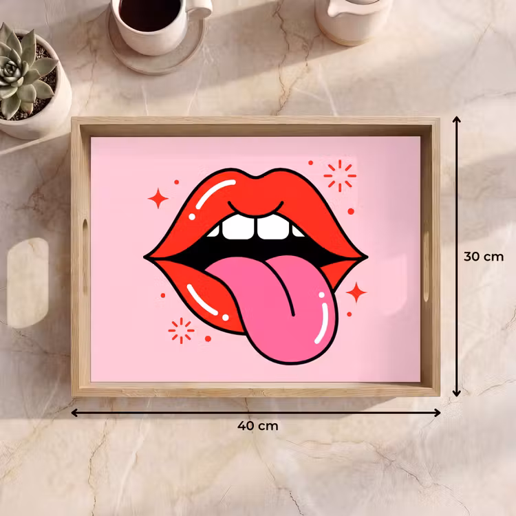 Dienblad - Lippen - Tong - Pop-art - Kleurrijk - Roze — 9