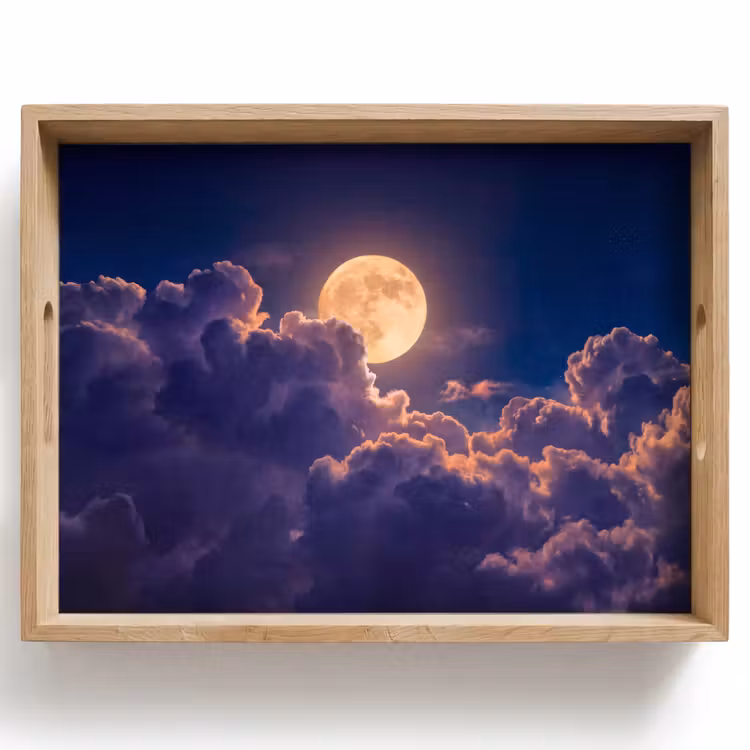 Dienblad - Maan - Wolken - Nacht - Oranje — 1