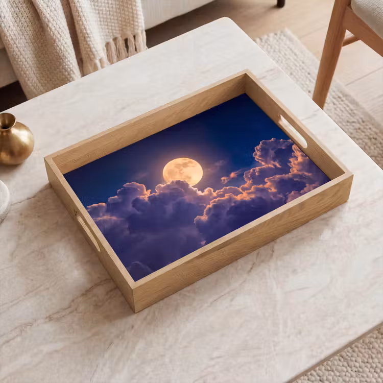 Dienblad - Maan - Wolken - Nacht - Oranje — 2
