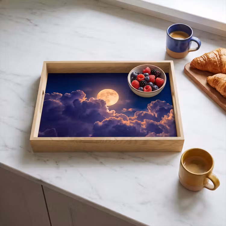 Dienblad - Maan - Wolken - Nacht - Oranje — 4