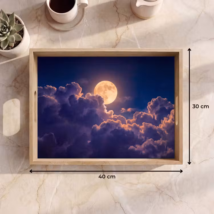 Dienblad - Maan - Wolken - Nacht - Oranje — 9