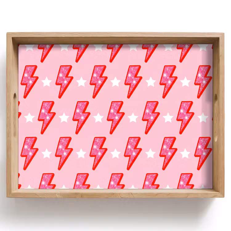 Dienblad - Patroon - Bliksem - Ster - Glitter - Roze — 1