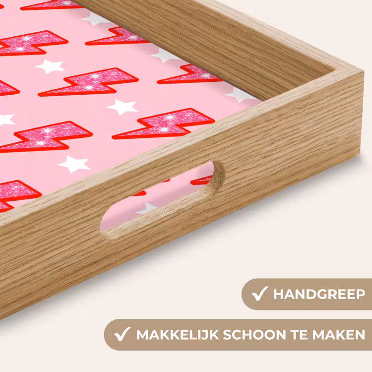 Dienblad - Patroon - Bliksem - Ster - Glitter - Roze — 5
