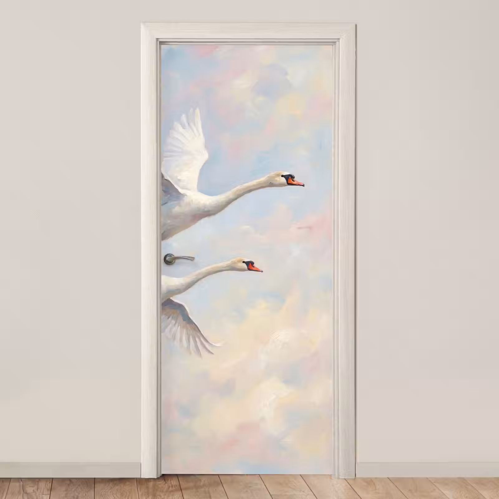 Deursticker - Vogel - Vliegend - Lucht - Modern - Pastel — 1