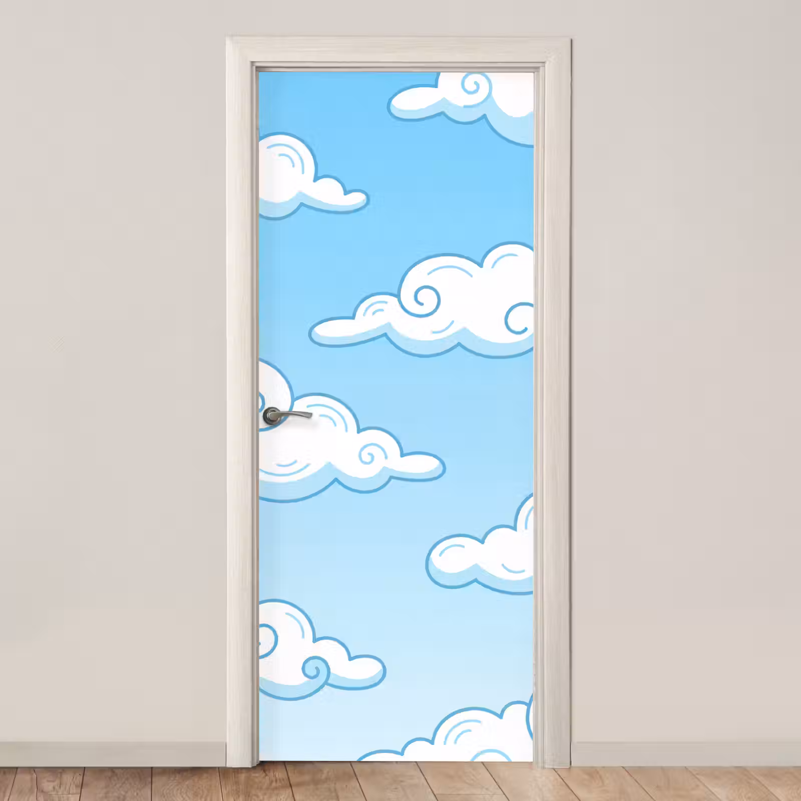 Deursticker - Wolk - Lucht - Cartoon - Blauw - Wit — 1