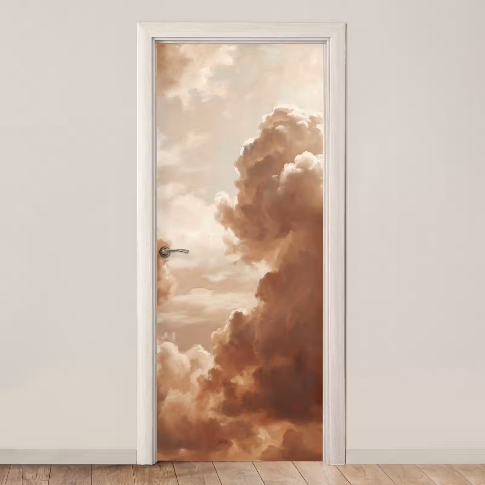 Deursticker - Wolken - Lucht - Natuur - Modern - Bruin — 1