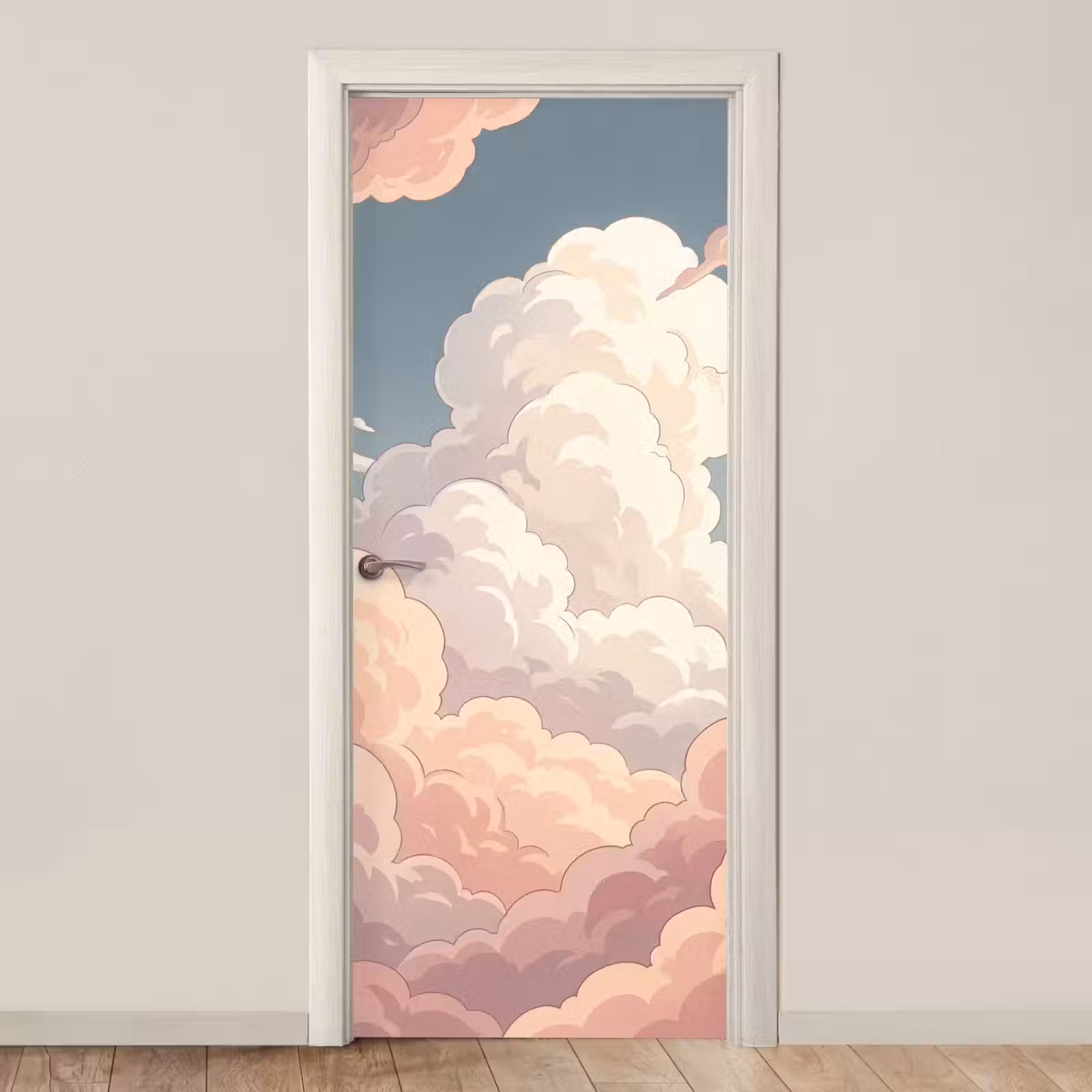 Deursticker - Wolken - Lucht - Natuur - Pastel - Roze — 1