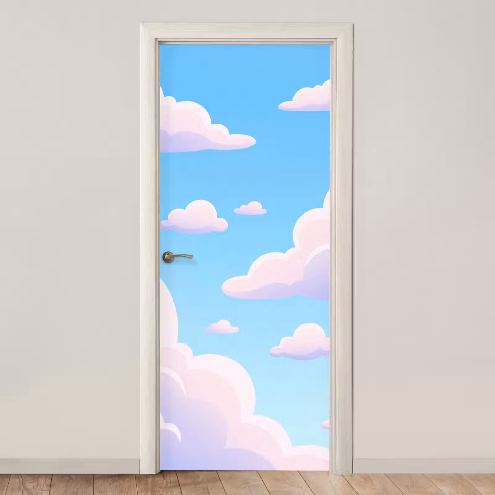 Deursticker - Wolken - Roze - Blauw - Natuur - Modern — 1