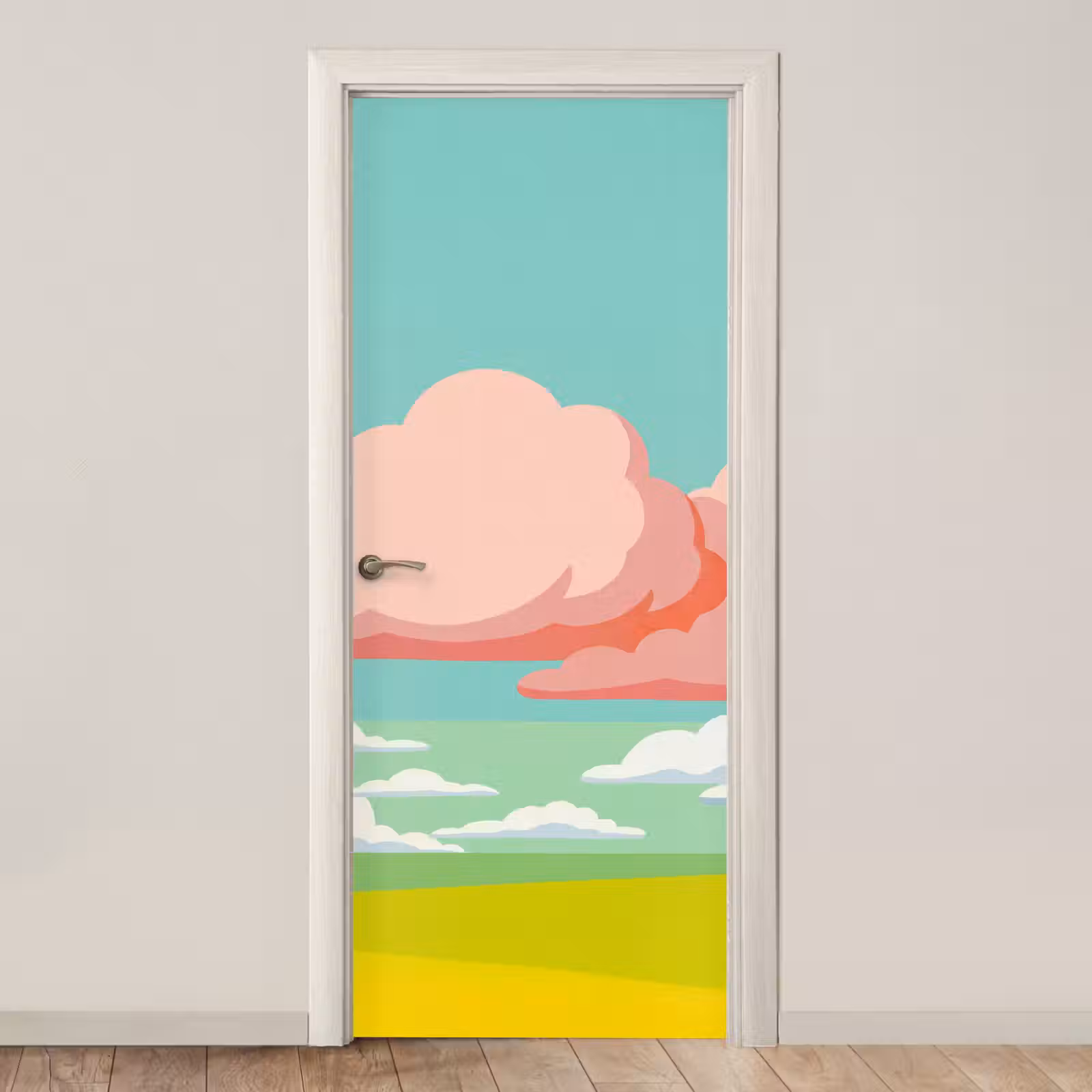 Deursticker - Wolken - Roze - Natuur - Modern - Pastel — 1