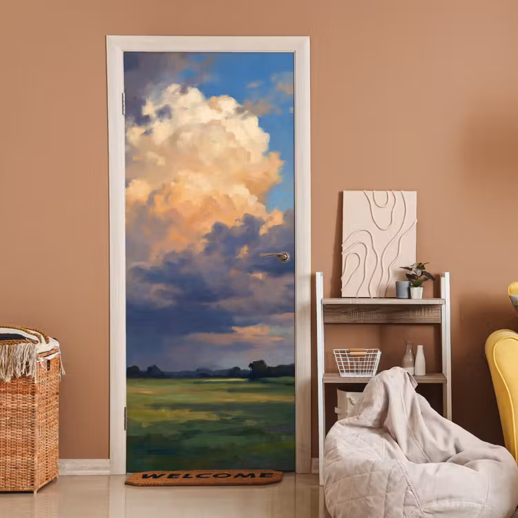 Deursticker - Lucht - Wolken - Landschap - Modern - Oranje — 2