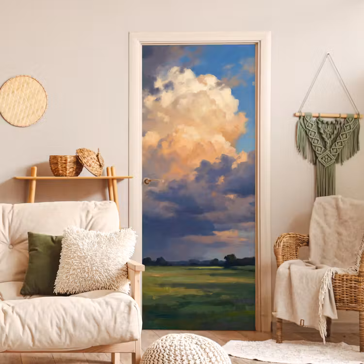 Deursticker - Lucht - Wolken - Landschap - Modern - Oranje — 4