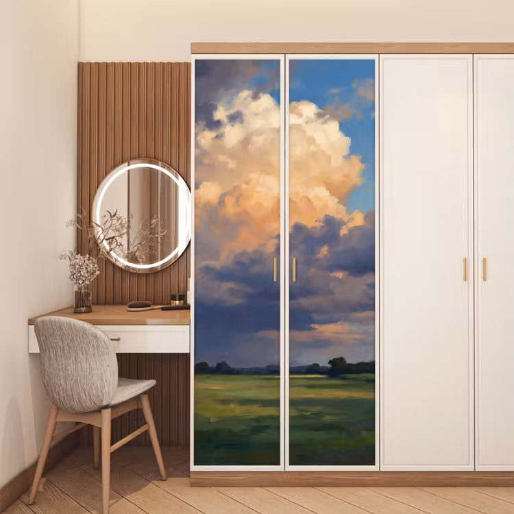 Deursticker - Lucht - Wolken - Landschap - Modern - Oranje — 5