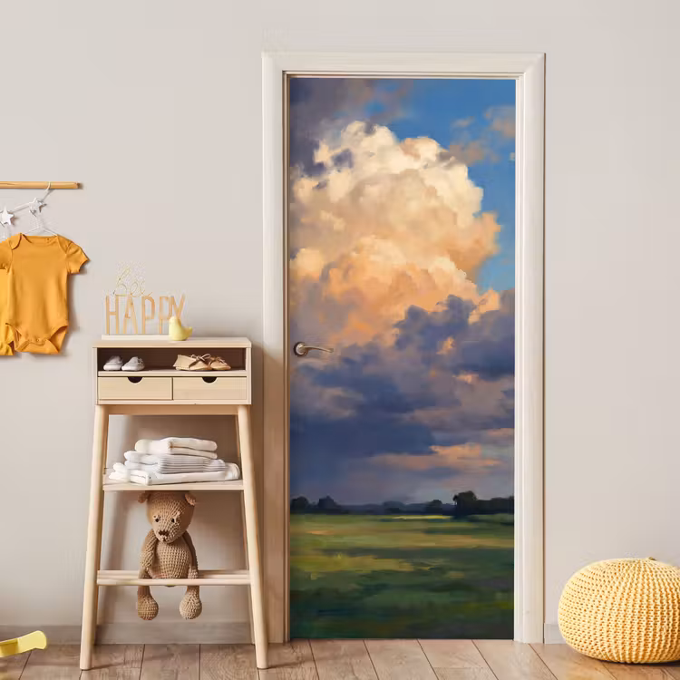 Deursticker - Lucht - Wolken - Landschap - Modern - Oranje — 6