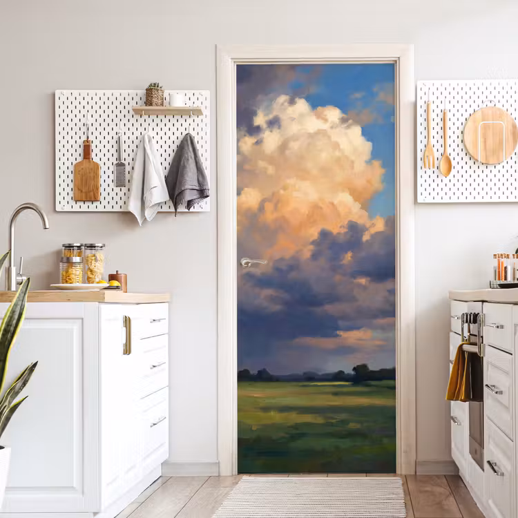 Deursticker - Lucht - Wolken - Landschap - Modern - Oranje — 7
