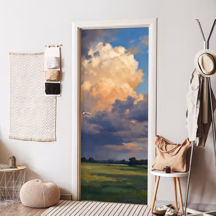 Deursticker - Lucht - Wolken - Landschap - Modern - Oranje — 8