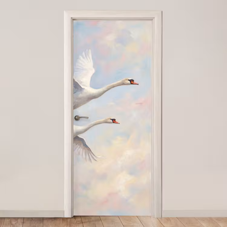 Deursticker - Vogel - Vliegend - Lucht - Modern - Pastel — 1