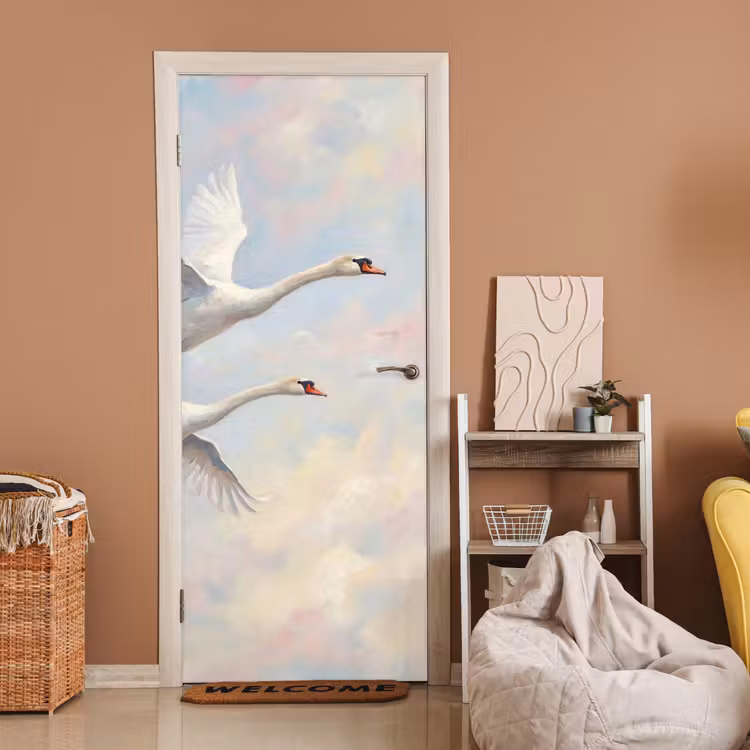 Deursticker - Vogel - Vliegend - Lucht - Modern - Pastel — 2