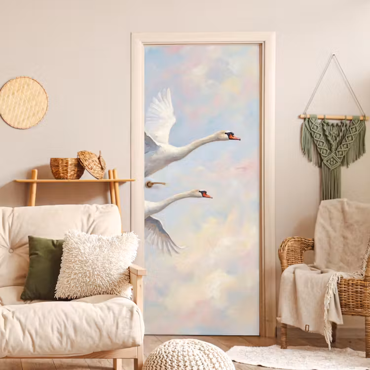 Deursticker - Vogel - Vliegend - Lucht - Modern - Pastel — 4