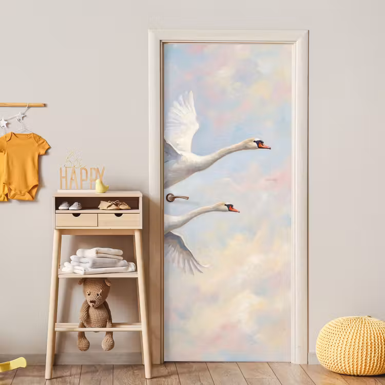 Deursticker - Vogel - Vliegend - Lucht - Modern - Pastel — 6