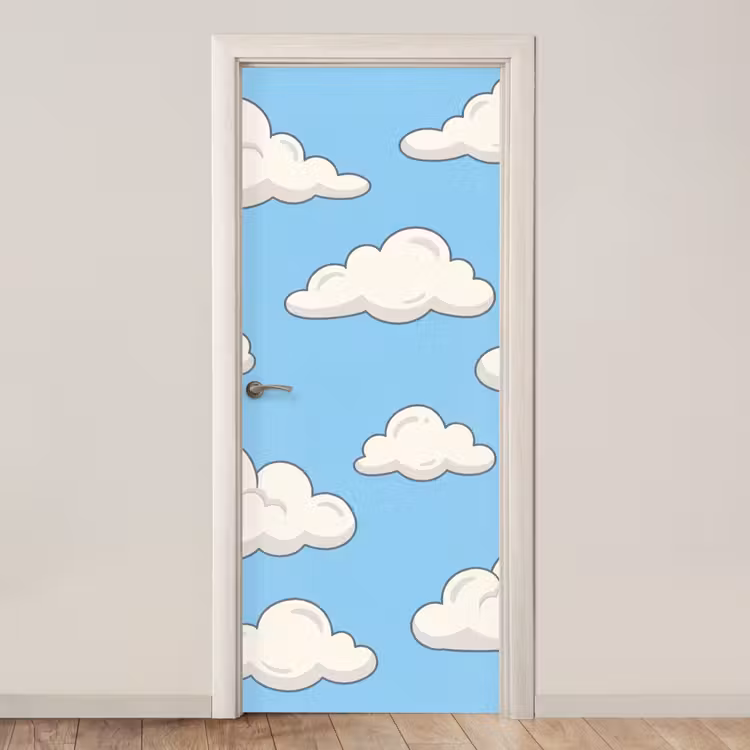 Deursticker - Wolk - Cartoon - Lucht - Blauw - Wit — 1
