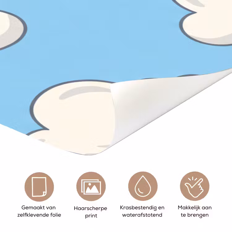 Deursticker - Wolk - Cartoon - Lucht - Blauw - Wit — 3