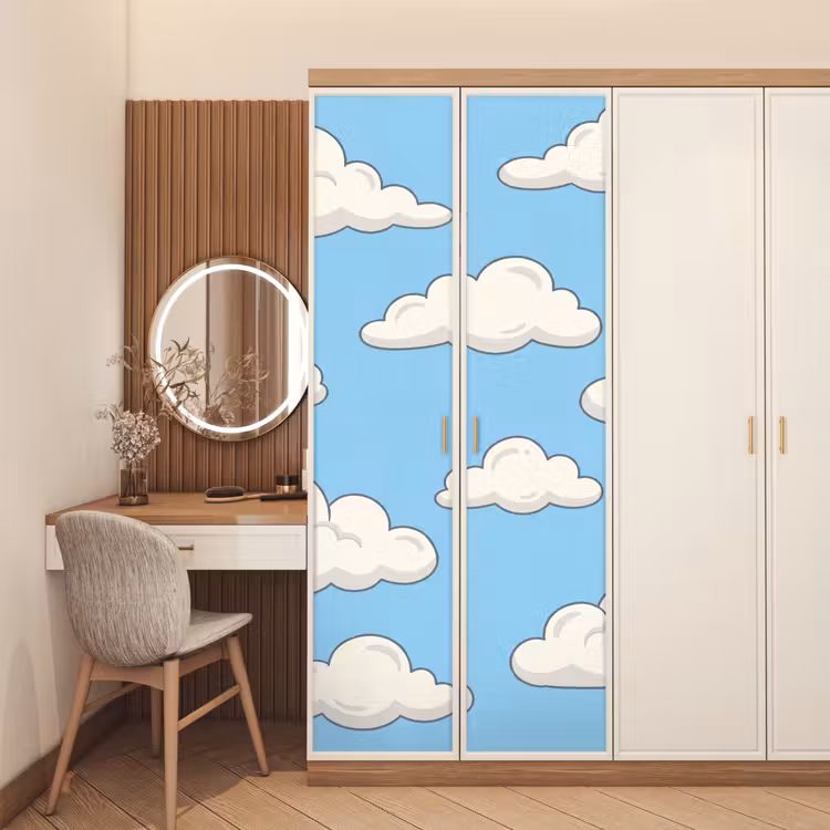 Deursticker - Wolk - Cartoon - Lucht - Blauw - Wit — 5