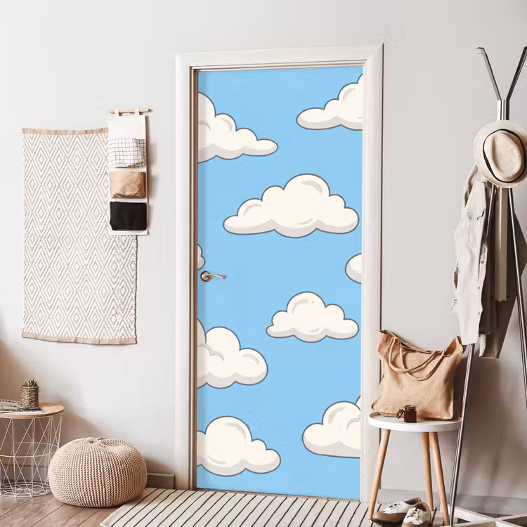 Deursticker - Wolk - Cartoon - Lucht - Blauw - Wit — 8