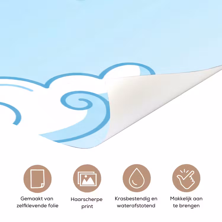 Deursticker - Wolk - Lucht - Cartoon - Blauw - Wit — 3