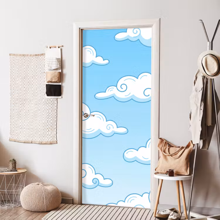 Deursticker - Wolk - Lucht - Cartoon - Blauw - Wit — 8
