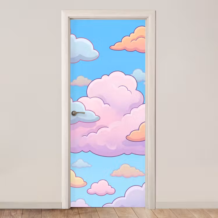 Deursticker - Wolk - Lucht - Natuur - Illustratie - Pastel — 1