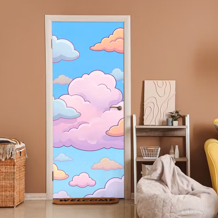 Deursticker - Wolk - Lucht - Natuur - Illustratie - Pastel — 2