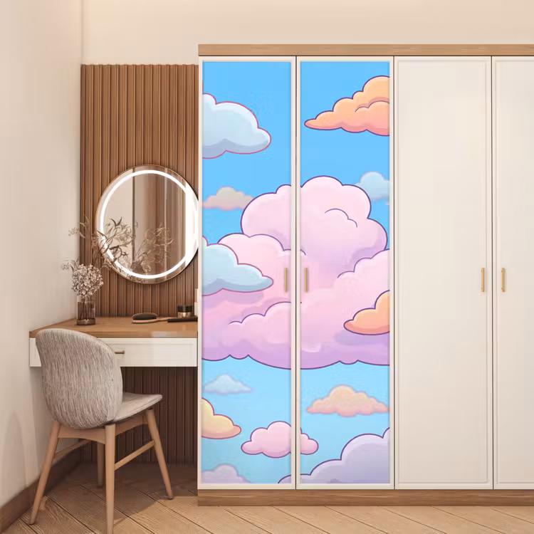 Deursticker - Wolk - Lucht - Natuur - Illustratie - Pastel — 5