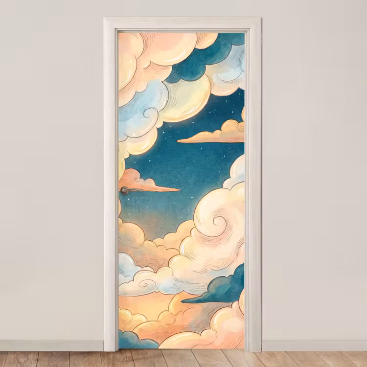 Deursticker - Wolk - Lucht - Natuur - Illustratief - Oranje — 1