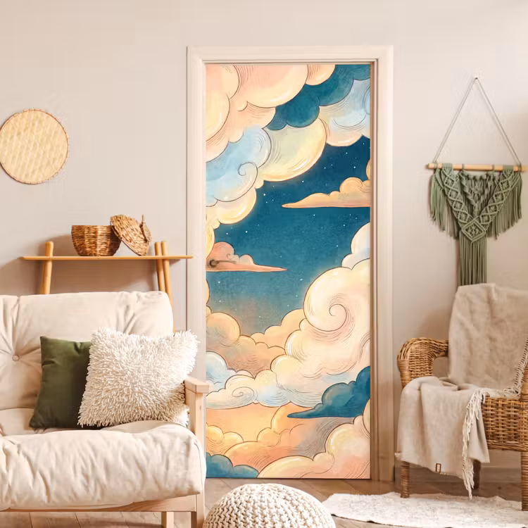 Deursticker - Wolk - Lucht - Natuur - Illustratief - Oranje — 4