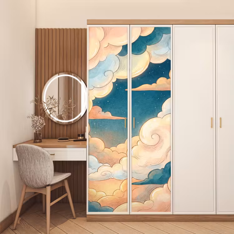 Deursticker - Wolk - Lucht - Natuur - Illustratief - Oranje — 5