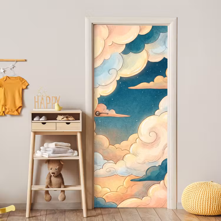 Deursticker - Wolk - Lucht - Natuur - Illustratief - Oranje — 6