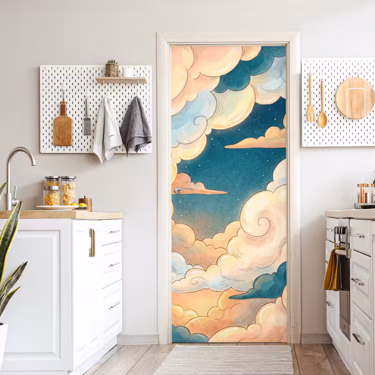 Deursticker - Wolk - Lucht - Natuur - Illustratief - Oranje — 7