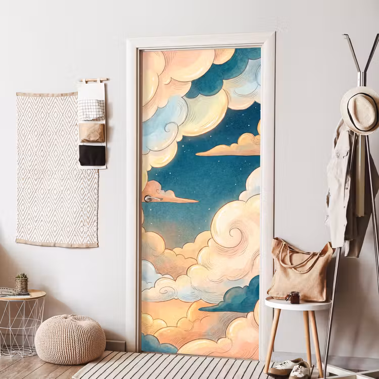 Deursticker - Wolk - Lucht - Natuur - Illustratief - Oranje — 8