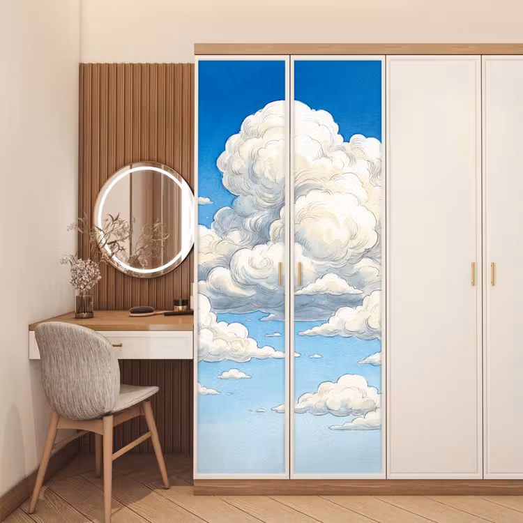 Deursticker - Wolken - Blauwe lucht - Natuur - Modern - Wit — 5