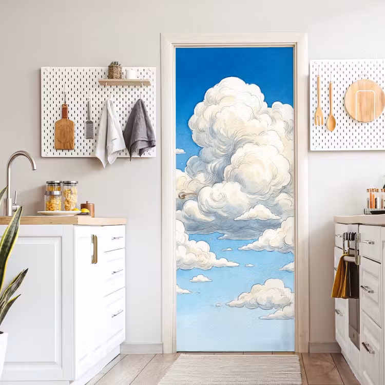 Deursticker - Wolken - Blauwe lucht - Natuur - Modern - Wit — 7